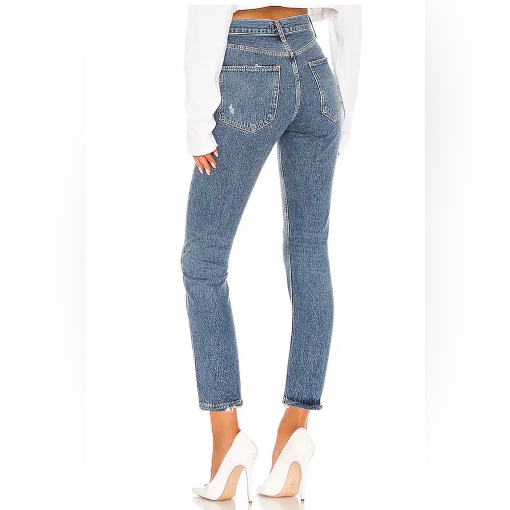 Agolde Riley Straight Jeans. Ripped in Frequency